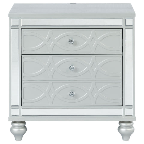 Jenny 2-drawer Nightstand Silver MetallicSilver Metallic