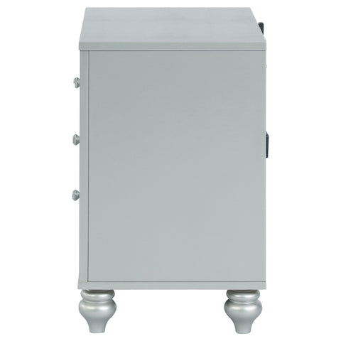Jenny 2-drawer Nightstand Silver MetallicSilver Metallic