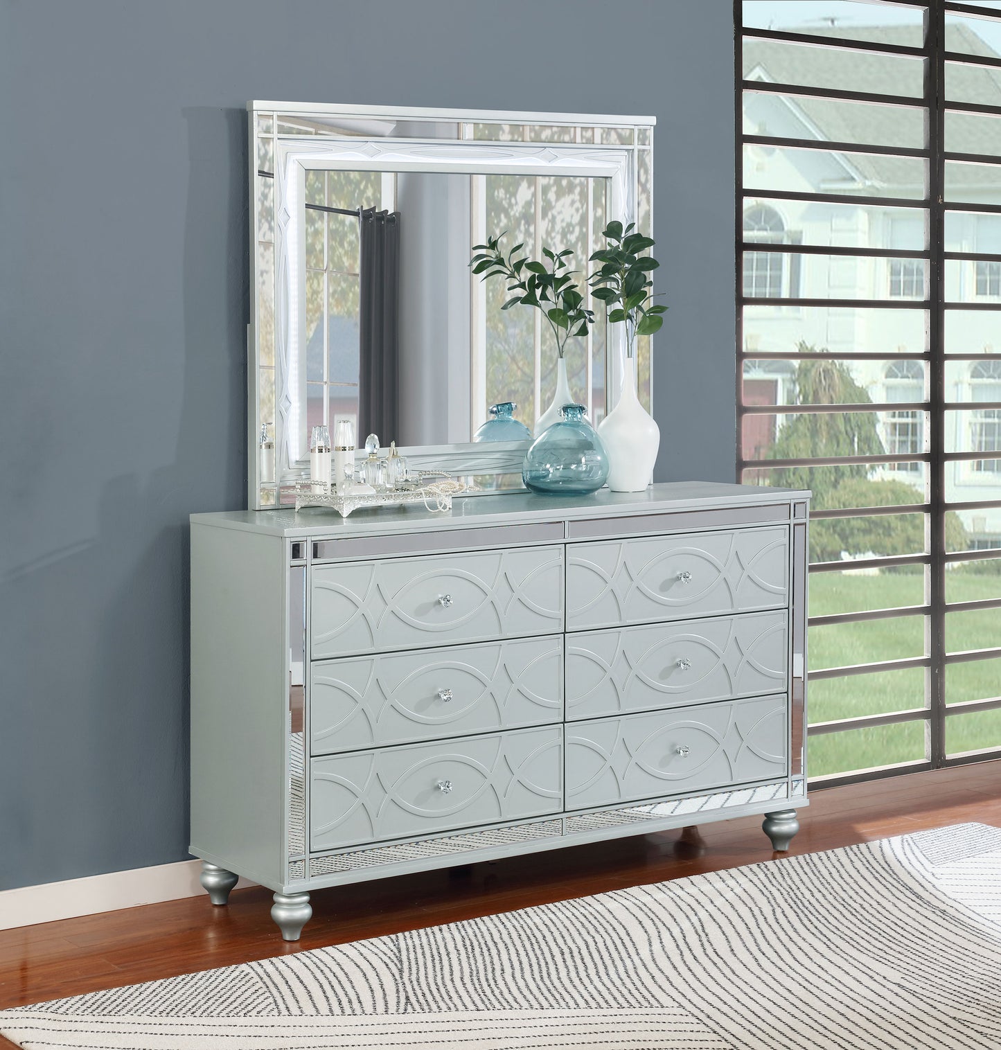 jenny 6-drawer dresser with mirror silver metallicsilver metallic