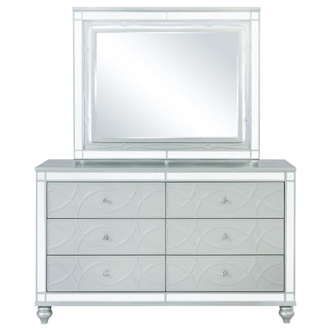 Jenny 6-drawer Dresser with Mirror Silver MetallicSilver Metallic