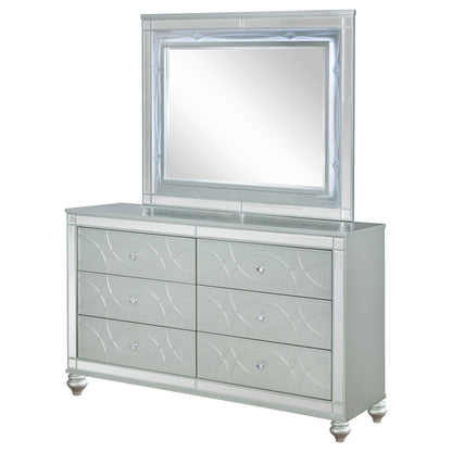 Jenny 6-drawer Dresser with Mirror Silver MetallicSilver Metallic