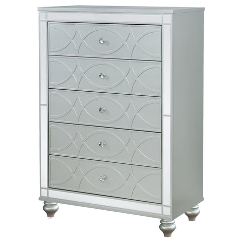 Jenny 5-drawer Bedroom Chest Silver MetallicSilver Metallic