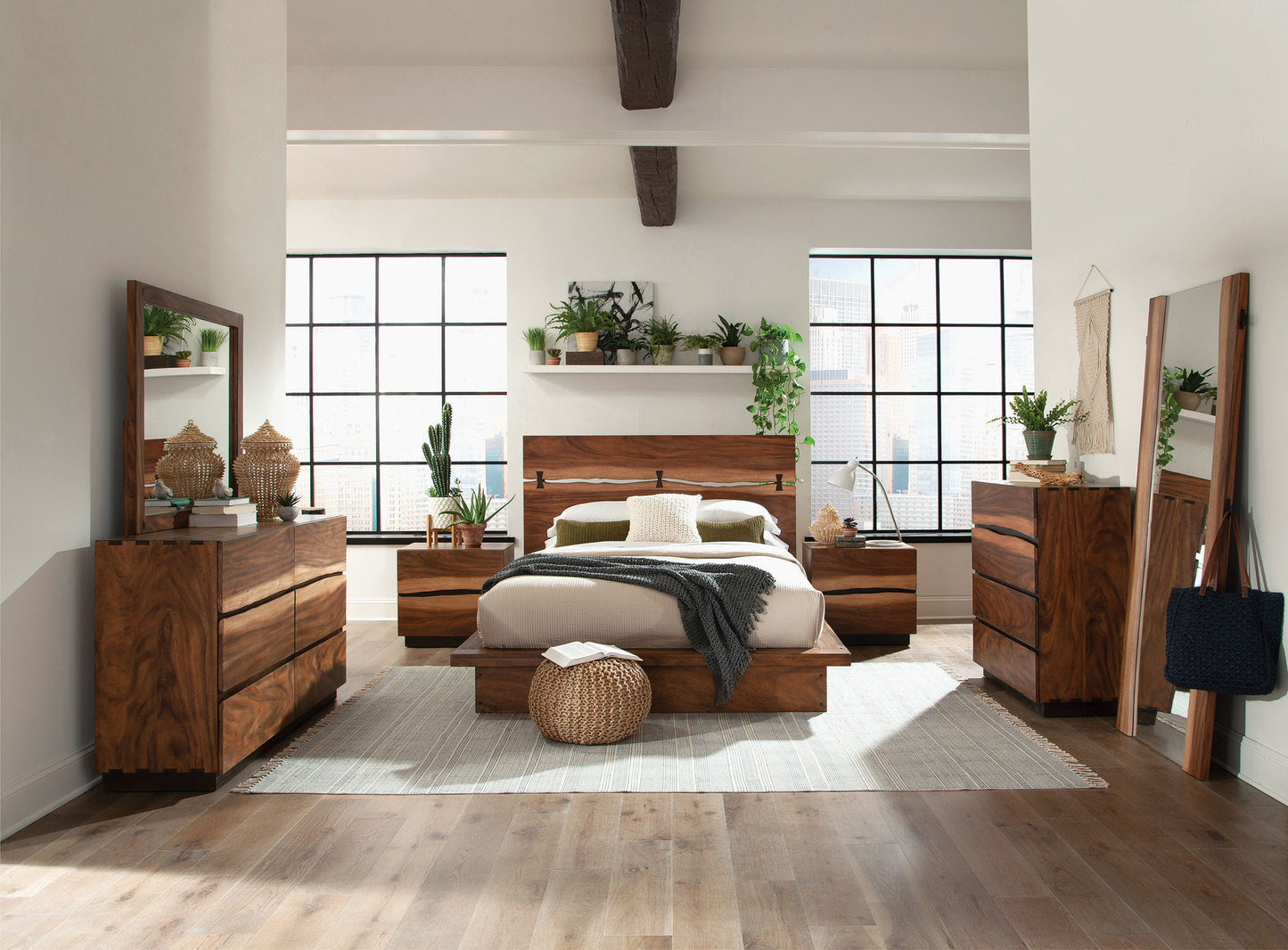 aideen 5-piece california king bedroom set smokey walnutsmokey walnut