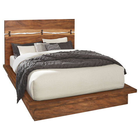 Aideen Wood California King Panel Bed Smokey WalnutSmokey Walnut