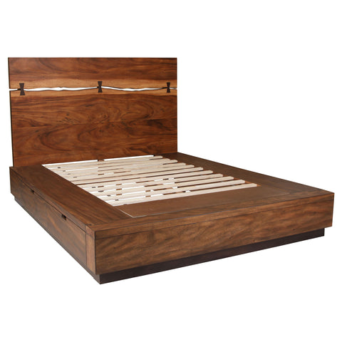Aideen Wood Eastern King Storage Panel Bed Smokey WalnutSmokey Walnut