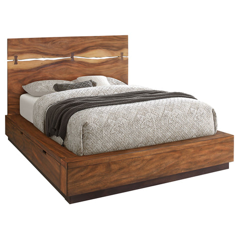 Aideen Wood Eastern King Storage Panel Bed Smokey WalnutSmokey Walnut