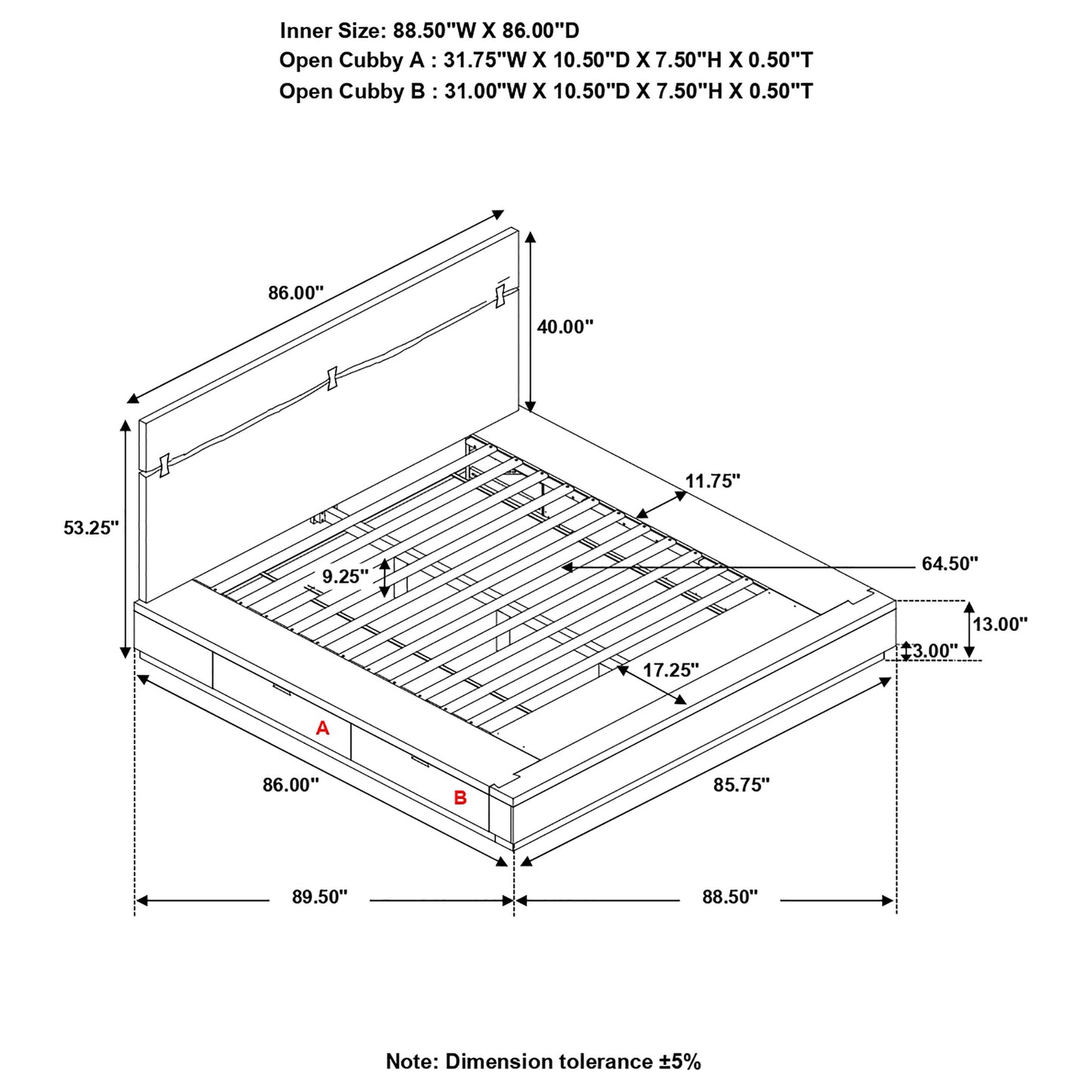 eastern king storage bed