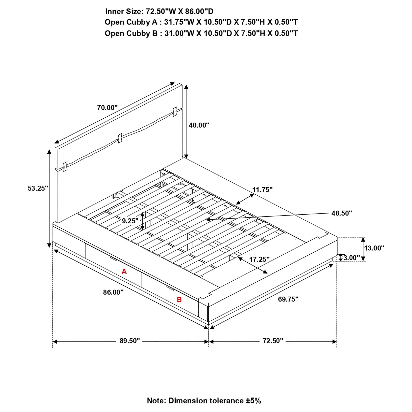 queen storage bed