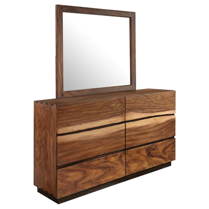 Aideen 6-drawer Dresser with Mirror Smokey WalnutSmokey Walnut