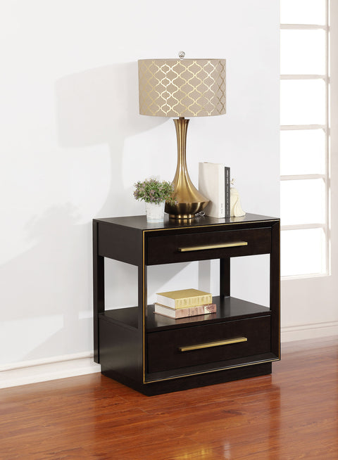 Gwyneth 2-drawer Nightstand Smoked PeppercornSmoked Peppercorn
