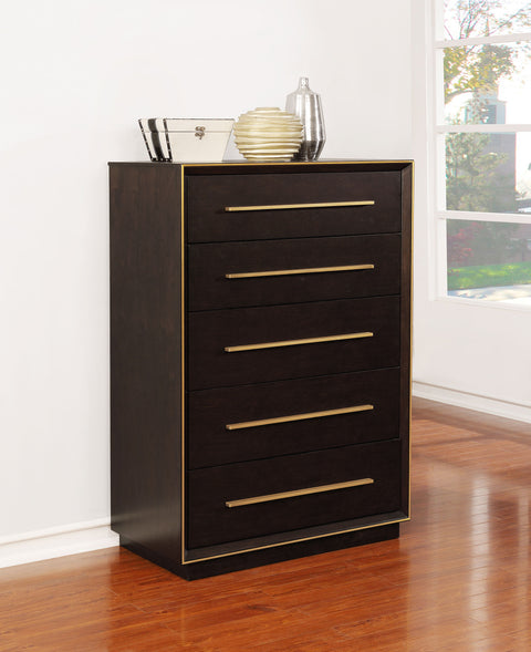 Gwyneth 5-drawer Bedroom Chest Smoked PeppercornSmoked Peppercorn