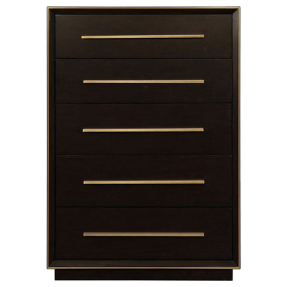 Gwyneth 5-drawer Bedroom Chest Smoked PeppercornSmoked Peppercorn