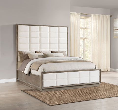 Gwyneth 77-inch Eastern King Panel Bed Washed OakTaupe Oak