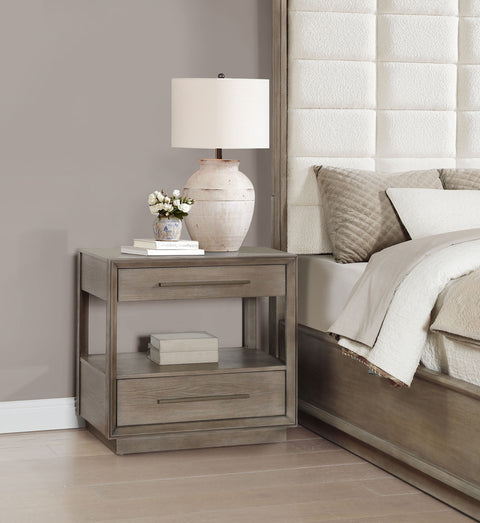 Gwyneth 2-drawer Nightstand Bedside Table Washed OakTaupe Oak