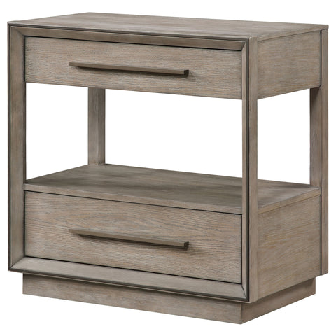 Gwyneth 2-drawer Nightstand Bedside Table Washed OakTaupe Oak