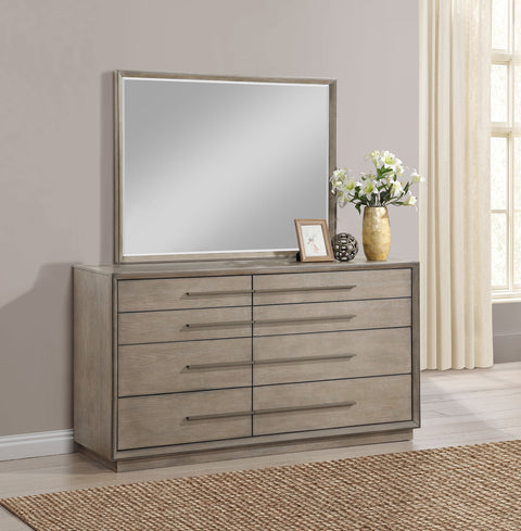 Gwyneth 8-drawer Dresser and Mirror Washed OakTaupe Oak