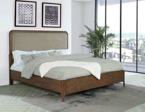 Danbrook 57-inch Upholstered Eastern King Panel Bed WalnutWalnut