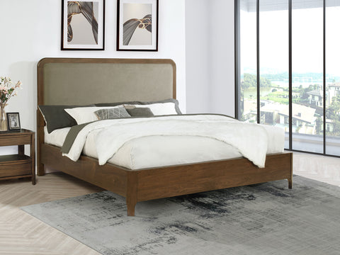 Danbrook 57-inch Upholstered California King Panel Bed WalnutWalnut