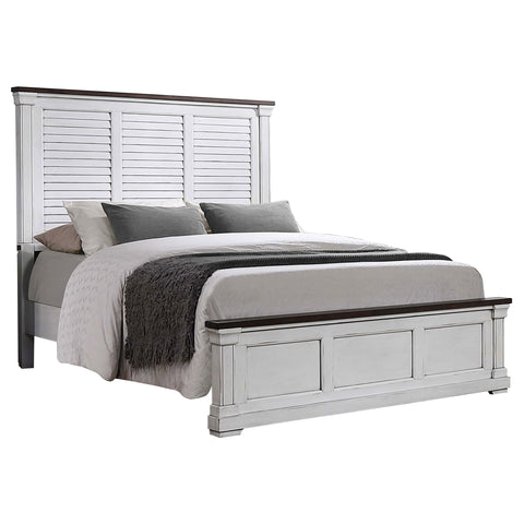Lindley Wood Queen Panel Bed Distressed WhiteDistressed White