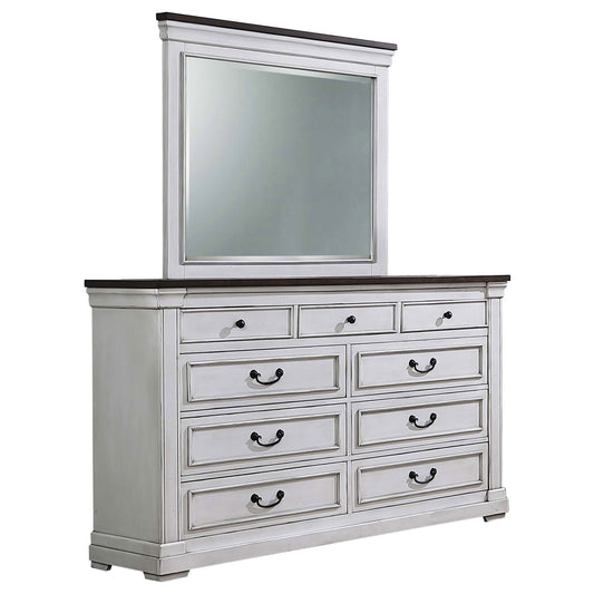 Lindley 9-drawer Dresser with Mirror Distressed WhiteDistressed White