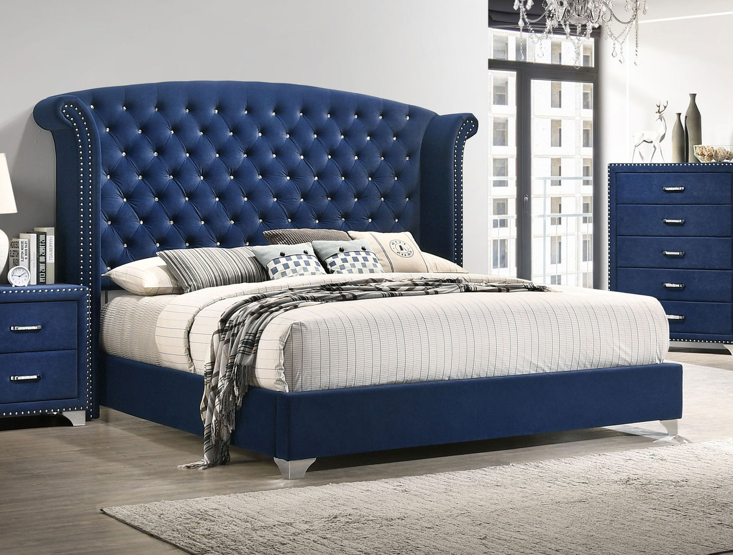 aiko upholstered queen wingback bed pacific bluepacific blue