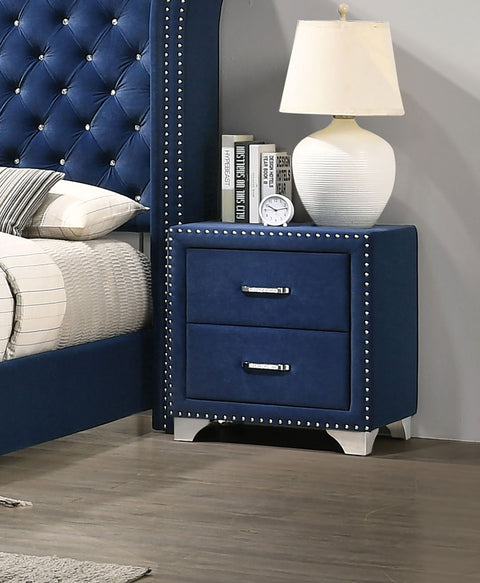 Aiko Upholstered 2-drawer Nightstand Pacific BluePacific Blue