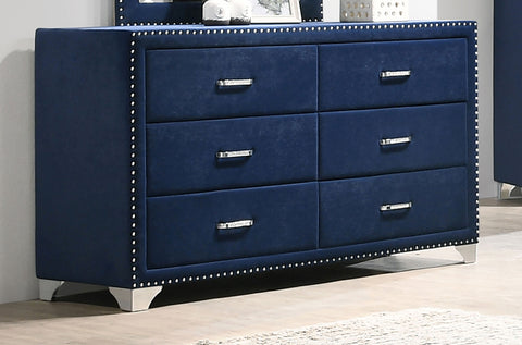 Aiko 6-drawer Upholstered Dresser Pacific BluePacific Blue