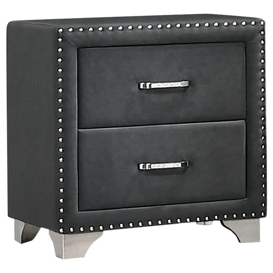 Aiko Upholstered 2-drawer Nightstand GreyGrey