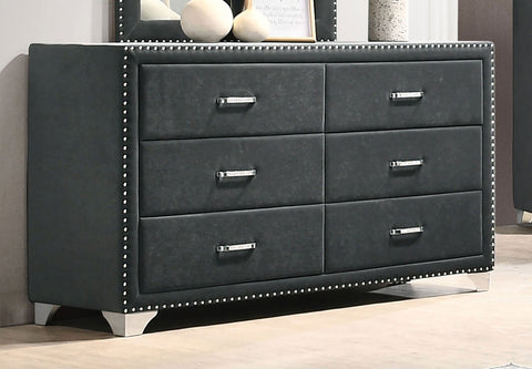 Aiko 6-drawer Upholstered Dresser GreyGrey