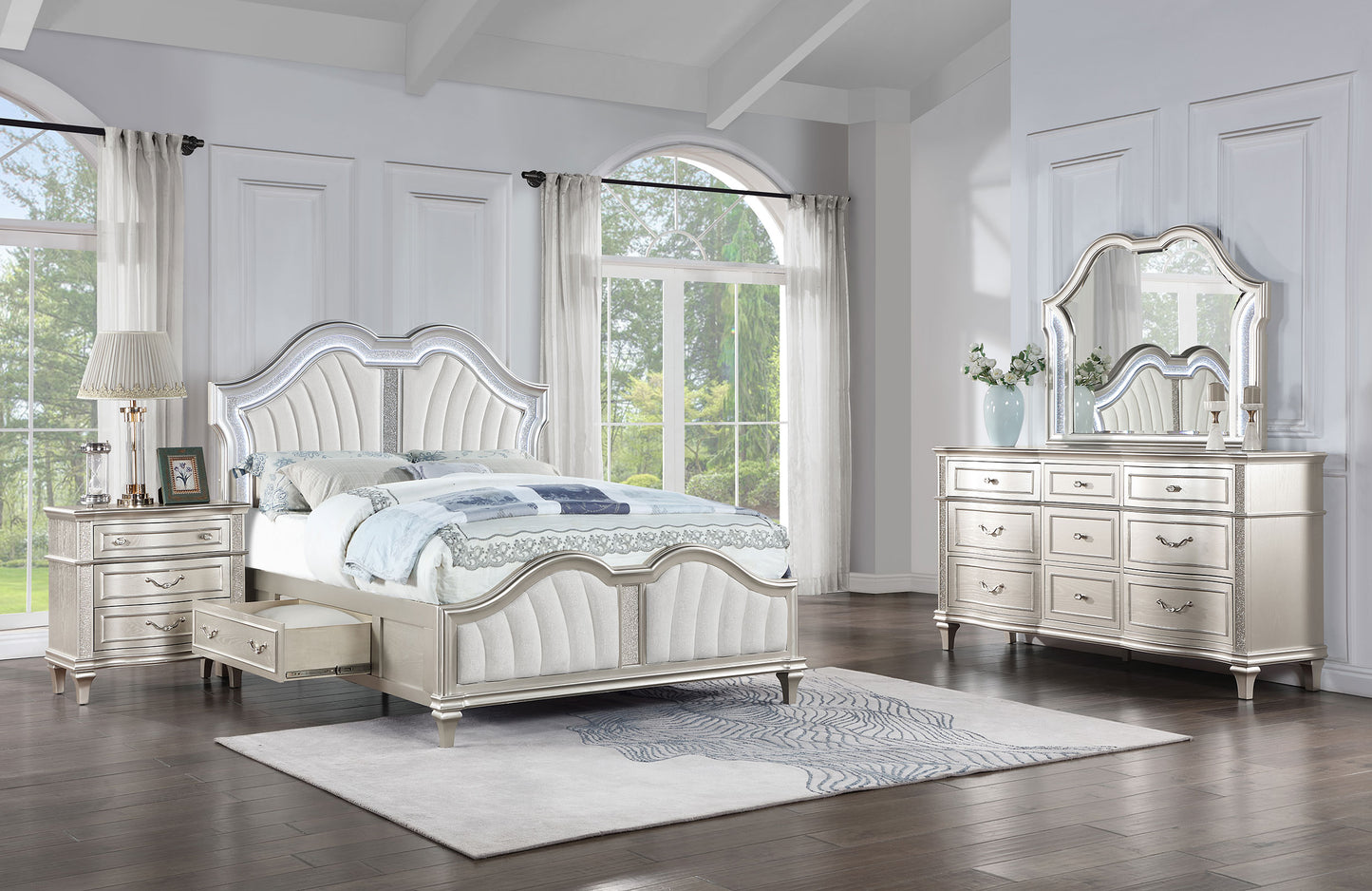 keiran 4-piece eastern king bedroom set silver oaksilver oak