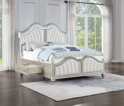 Morena Eastern King LED Storage Panel Bed Silver Oak