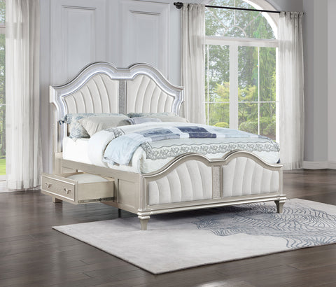 Keiran Eastern King LED Storage Panel Bed Silver OakSilver Oak