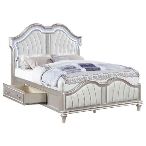 Keiran Wood Queen LED Storage Panel Bed Silver OakSilver Oak