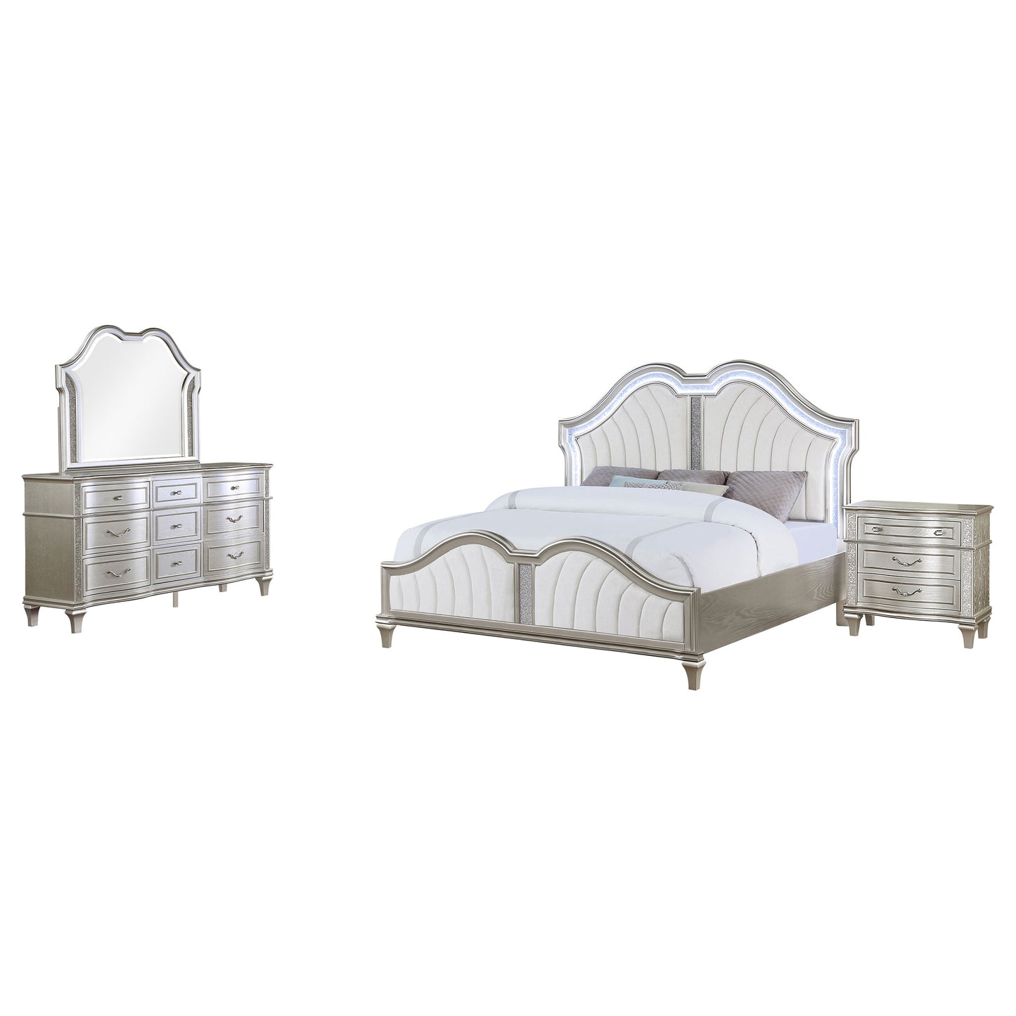 jackie 4-piece california king bedroom set silver oak
