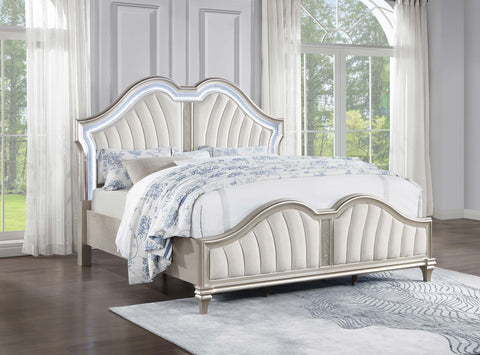 Keiran Wood California King LED Panel Bed Silver OakSilver Oak