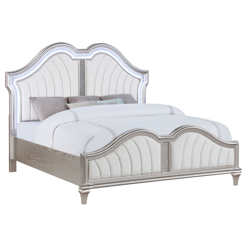 Keiran Wood California King LED Panel Bed Silver OakSilver Oak