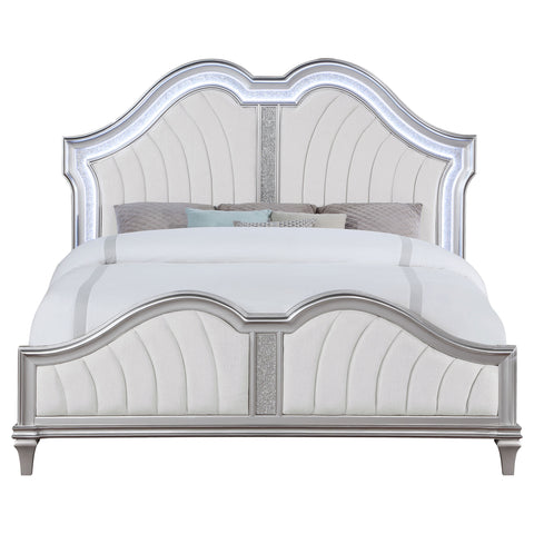 Keiran Wood California King LED Panel Bed Silver OakSilver Oak