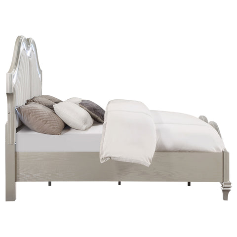 Keiran Wood California King LED Panel Bed Silver OakSilver Oak