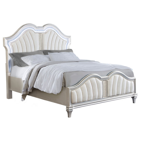 Keiran Wood Queen LED Panel Bed Silver OakSilver Oak