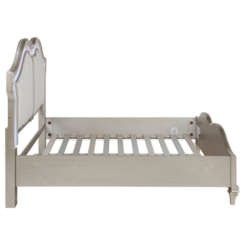 Keiran Wood Queen LED Panel Bed Silver OakSilver Oak