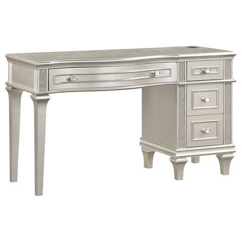 Keiran 4-drawer Vanity Set with Stool Silver OakSilver Oak