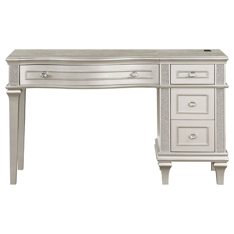 Keiran 4-drawer Vanity Set with Stool Silver OakSilver Oak