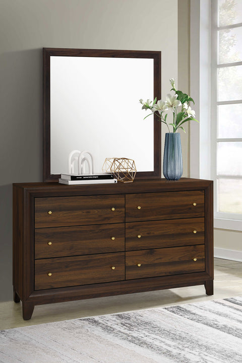 Talei 6-drawer Dresser and Mirror WalnutWalnut