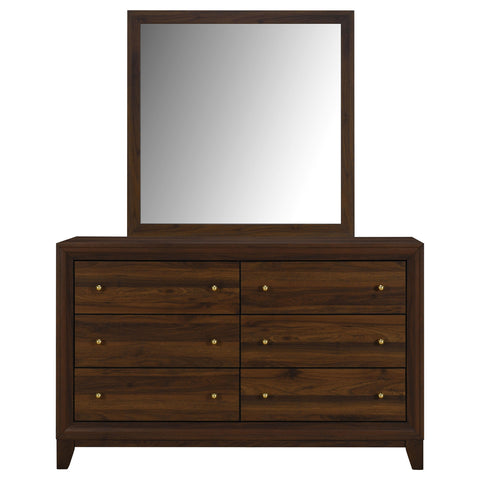 Talei 6-drawer Dresser and Mirror WalnutWalnut