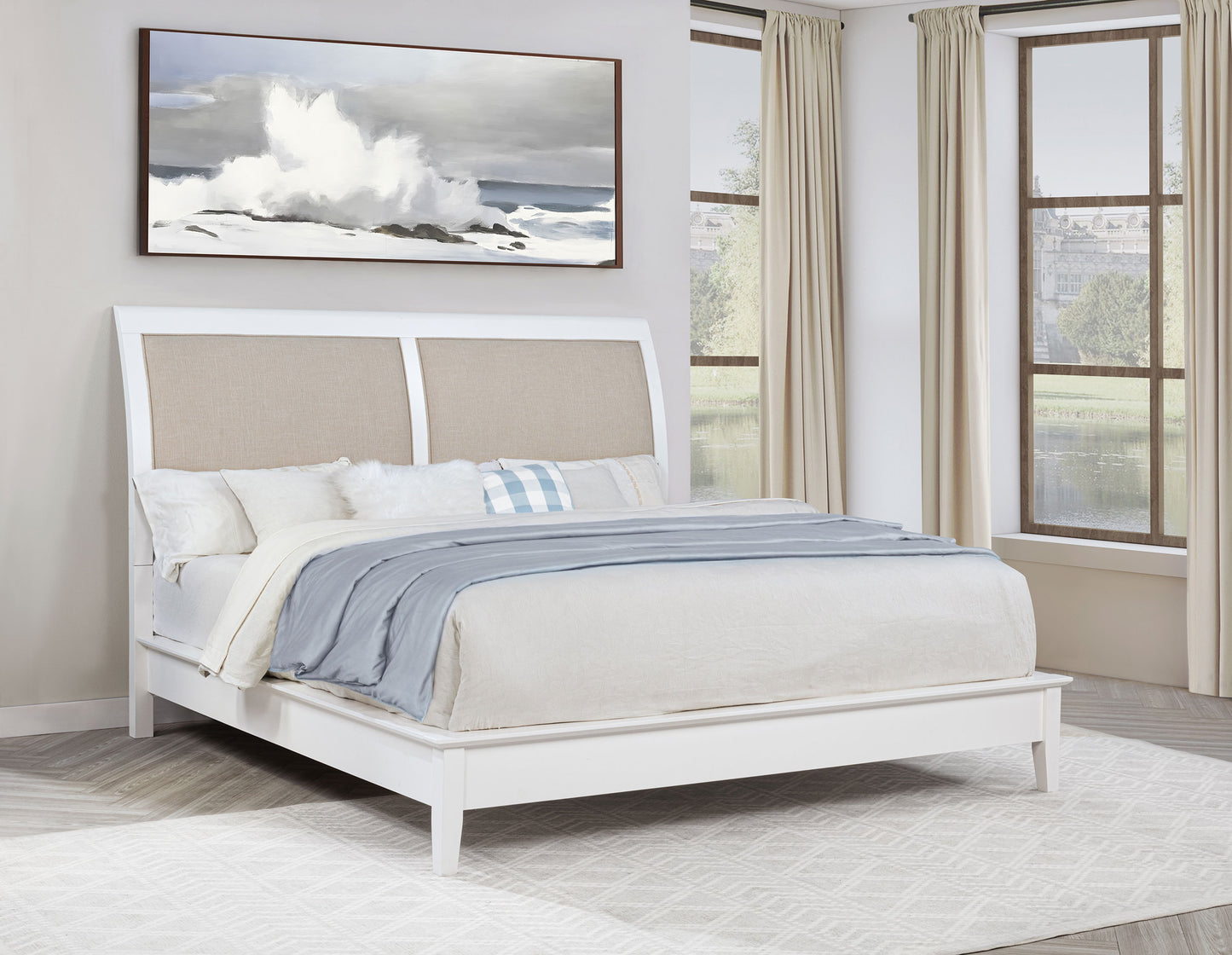 allora 56-inch upholstered eastern king panel bed whitewhite