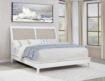 Allora 56-inch Upholstered Eastern King Panel Bed WhiteWhite