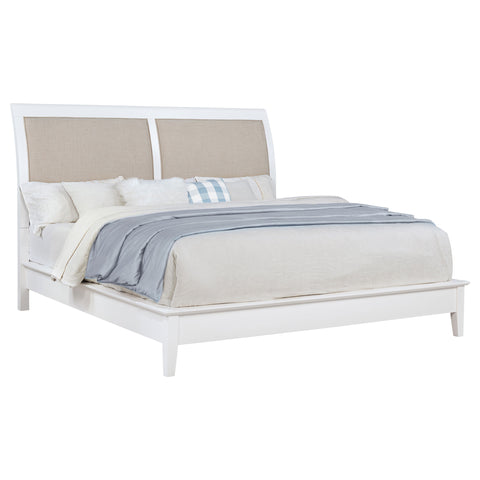 Allora 56-inch Upholstered Eastern King Panel Bed WhiteWhite