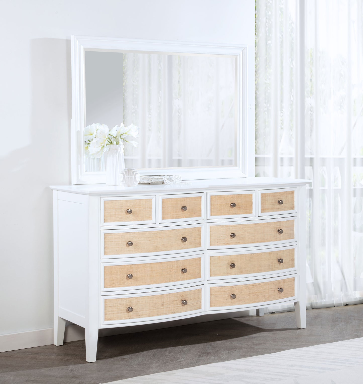 allora 10-drawer dresser and mirror whitewhite