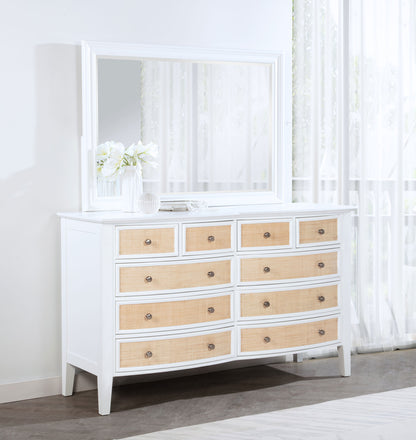 Allora 10-drawer Dresser and Mirror WhiteWhite