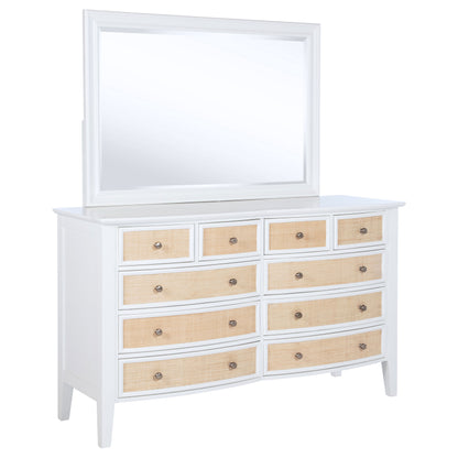 Allora 10-drawer Dresser and Mirror WhiteWhite